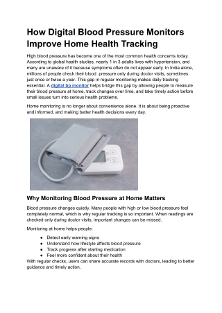 How Digital Blood Pressure Monitors Improve Home Health Tracking