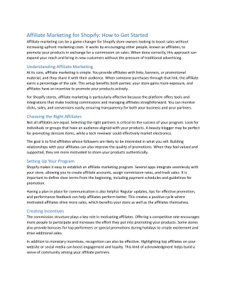 Affiliate Marketing for Shopify How to Get Started