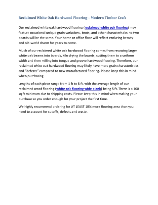 Reclaimed White Oak Hardwood Flooring – Modern Timber Craft