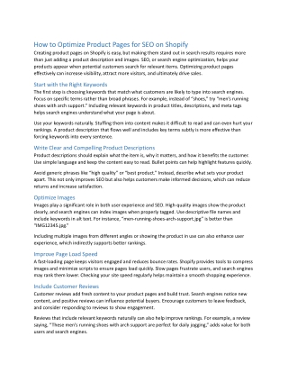 How to Optimize Product Pages for SEO on Shopify
