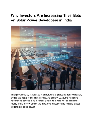 Why Investors Are Increasing Their Bets on Solar Power Developers in India