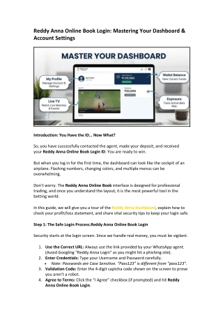 Reddy Anna Online Book Login Mastering Your Dashboard & Account Settings