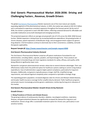 Oral Generic Pharmaceutical Market Players and Forecast Till 2036