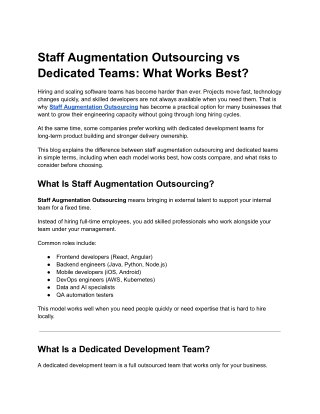 Staff Augmentation Outsourcing-Hiteshi Infotech