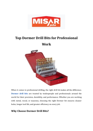 Top Dormer Drill Bits for Professional Work