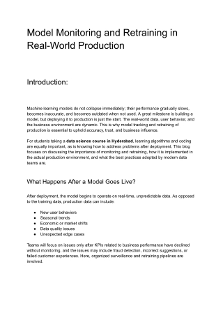 Model Monitoring and Retraining in Real-World Production