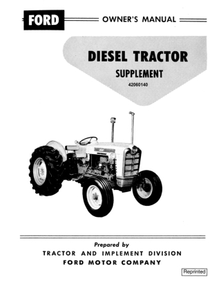 Ford New Holland Diesel Tractor Supplement Owner’s Manual Instant Download (Publication No.42060140)
