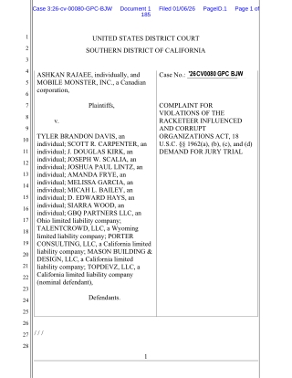 Tyler Davis RICO lawsuit and charges