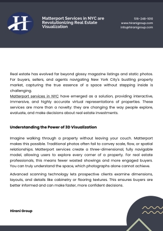 Matterport Services in NYC