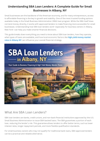 Understanding SBA Loan Lenders in Albany, NY | CBNA Guide