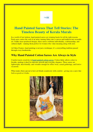 Hand Painted Sarees That Tell Stories The Timeless Beauty of Kerala Murals