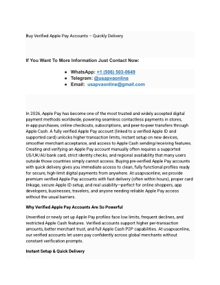 Buy Verified Apple Pay Accounts – Quickly Delivery