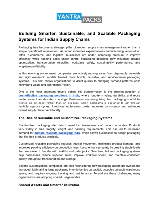 Building Smarter, Sustainable, and Scalable Packaging Systems for Indian Supply Chains
