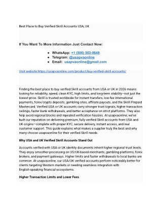 Best Place to Buy Verified Skrill Accounts USA, UK