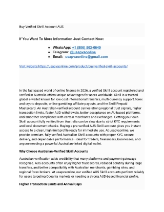 Buy Verified Skrill Account AUS