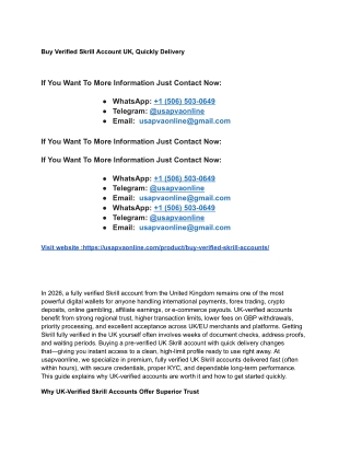 Buy Verified Skrill Account UK, Quickly Delivery