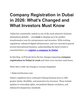 Company Registration in Dubai in 2026: What’s Changed