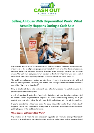 Selling A House With Unpermitted Work: What Actually Happens During a Cash Sale