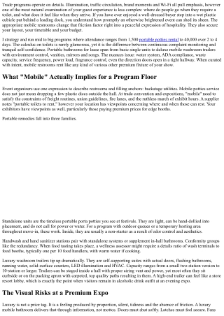 Portable Bathrooms to Lease for Trade Convention and Expos