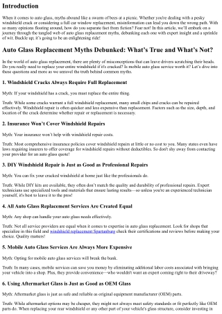 Auto Glass Replacement Myths Debunked: What’s True and What’s Not?