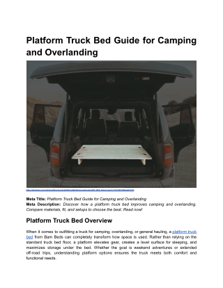 BLOG 1 _ Platform Truck Bed Guide for Camping and Overlanding