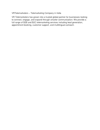 VRTelemarketers – Telemarketing Company in India