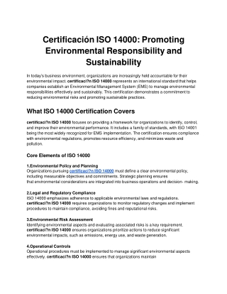 certificaci_n ISO 14000 ISO 14000 Certification