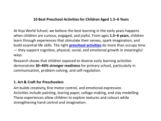 10 Best Preschool Activities for Children Aged 1.5–6 Years