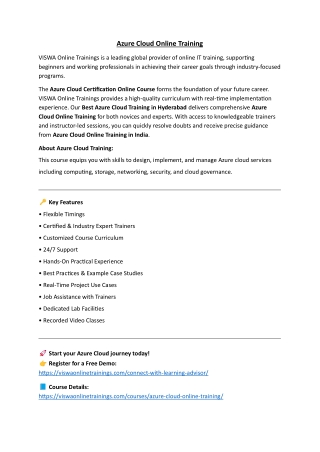 Azure Cloud Professional Certification & Training From India