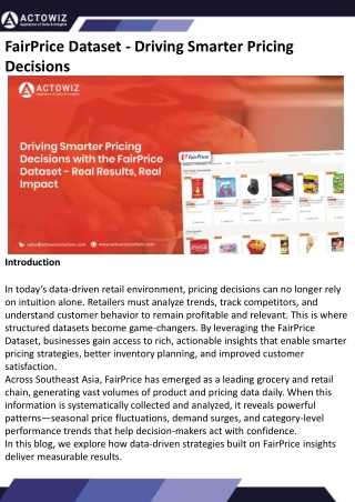 FairPrice Dataset - Driving Smarter Pricing Decisions