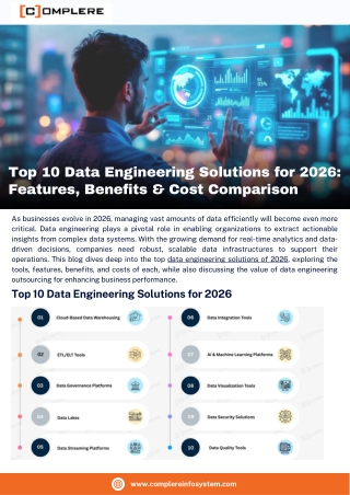Top 10 Data Engineering Solutions for 2026 Features, Benefits & Cost Comparison