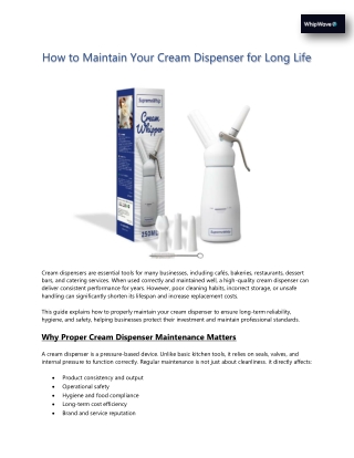 How to Maintain Your Cream Dispenser for Long Life