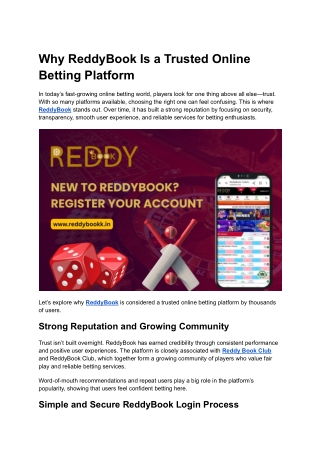 Why ReddyBook Is a Trusted Online Betting Platform