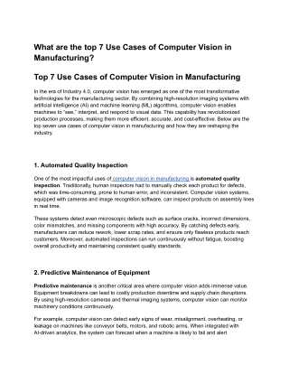 What are the top 7 Use Cases of Computer Vision in Manufacturing_