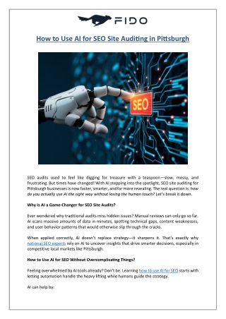 How to Use AI for SEO Site Auditing in Pittsburgh