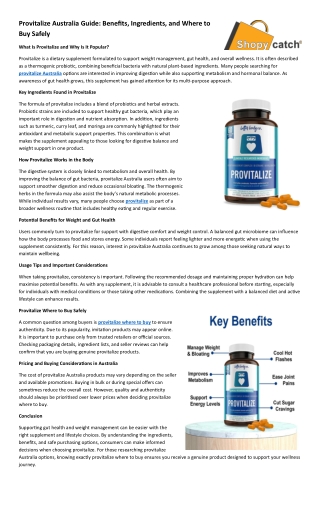 Provitalize Australia Guide