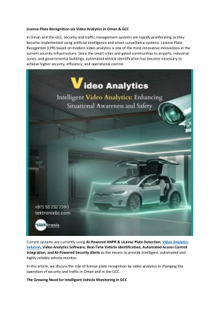 License Plate Recognition via Video Analytics in Oman & GCC