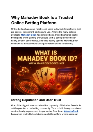 Why Mahadev Book Is a Trusted Online Betting Platform