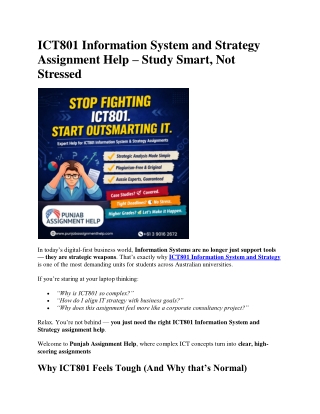ICT801 Information System and Strategy Assignment Help – Study Smart, Not Stress