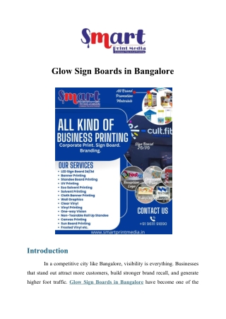 Glow Sign Board in bangalore