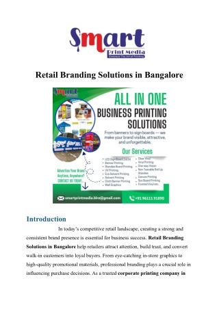 Retail Branding Solutions in Bangalore
