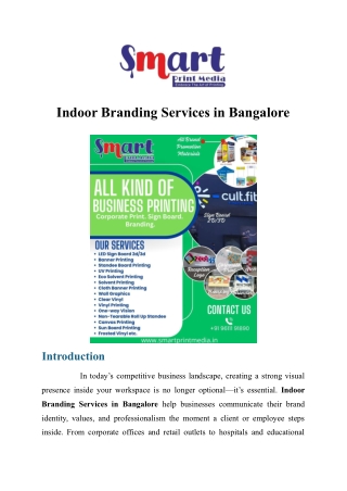 Indoor Branding Services in Bangalore