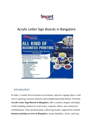 Acrylic Letter Sign Boards in Bangalore
