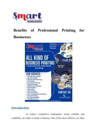 Benefits of Proffessional Printing