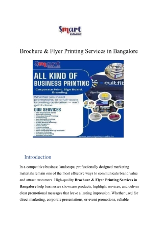 Brochure & Flyer Printing Services in Bangalore