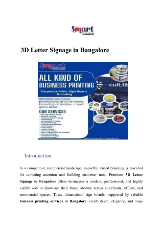 3D Letter Signage in Bangalore