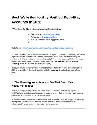 Best Websites to Buy Verified RedotPay Accounts in 2026