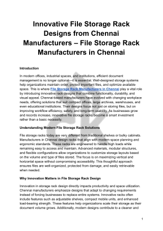 Innovative File Storage Rack Designs from Chennai Manufacturers