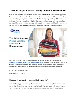 The Advantages of Pickup Laundry Services in Bhubaneswar