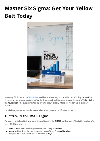 Master Six Sigma Get Your Yellow Belt Today